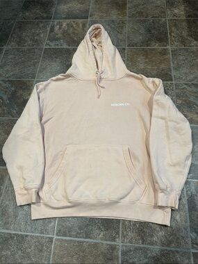 Reborn Men's Light Pink Pullover Hoodie with Front Pocket
